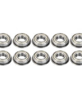 High Speed Double Sided Deep Groove Mini Ball Bearings 10x22x6mm arranged in a row, showcasing their lightweight design.