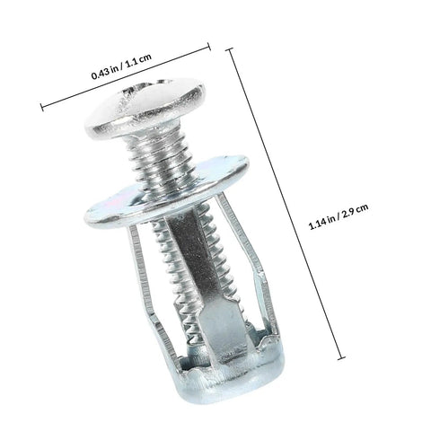 25 Set Galvanized Carbon Steel Expansion Nut Kit for Hollow Walls Easy Install Petal Nuts and Threaded Inserts Super Reliable Furniture Screws No Wobble Fit Durable Silver Finish, 1.14in insert