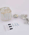 Boho Hanging Plug In Lamp With Dimmable 16.4 Ft Cord Rustic White Crystal Swag Pendant Light components on display