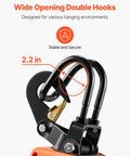 Wide opening double hooks on 3 In 1 Electric Hoist Winch 1100 Lb Capacity 1500W with 2.2-inch gap for versatile lifting.