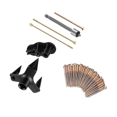 Floor Squeak Elimination Kit With 5 Installation Tools And 50 Double Pitch Notched Screws For Pro Grade Tightening Wood And Carpet Floors
