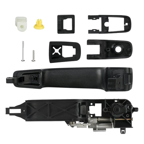 Heavy Duty Exterior Door Handle And Reinforcement Plate Kit For 2008 To 2011 Ford Focus Front Left Driver Side parts layout including handle and brackets.