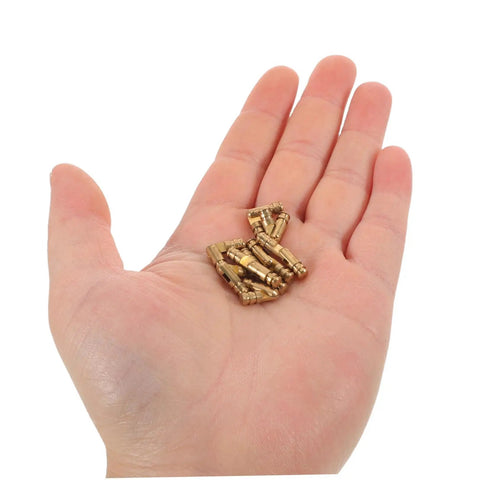 Hand holding 25 Pcs Mini Brass Barrel Hinges For Jewelry Boxes And Wooden Cabinet Doors Hidden Concealed Cylindrical Design