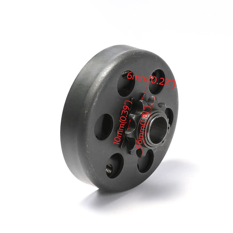 Heavy Duty 10T Centrifugal Clutch Paired With 420 Chain For 212cc Predator Engines and GC160 Mods, black steel clutch with measurements.