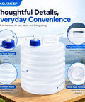 Collapsible Water Container With Spigot For Camping And Road Trips, featuring easy-turn spigot and accordion body on a wooden surface.