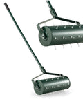 Rolling Lawn Aerator With Ergonomic Handle And Sand Or Stone Fill 18 Inch Wide Dethatching Tool for Yard and Garden