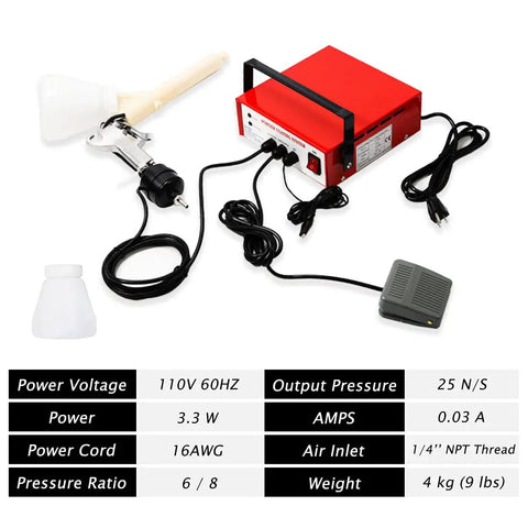Portable Powder Coating System Paint Gun With Foot Switch PC03 5 Electrostatic Kit Red 110V CE Certified in detail view