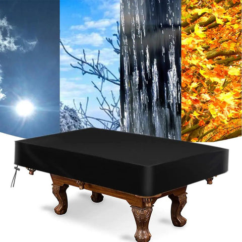 Heavy Duty 8ft Pool Table Cover Waterproof Fade Resistant Windproof Scratch Resistant Black Billiard Snooker Table Cover Shield