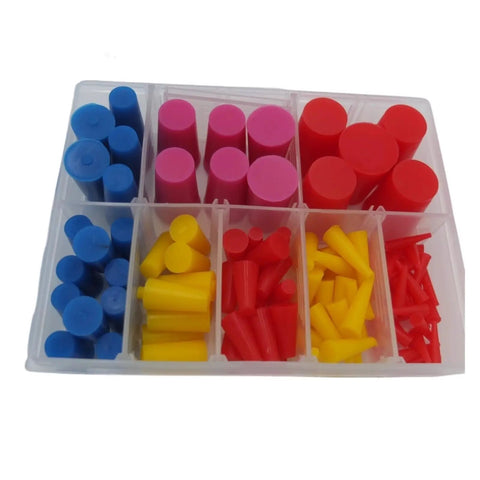 High Temp Silicone Rubber Tapered Plugs Assortment Kit 100 Pcs Durable Heat Resistant Protectors For Pipes Prevents Cracking Or Shrinking Easy Install And Super Tough, assorted sizes in plastic case