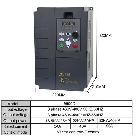 Industrial 460V To 480V 3 Phase Frequency Inverter For Motor Control 5.5 To 55 KW Range Variable Frequency Drive Workhorse For Smooth Speed Control Of Industrial Machinery, 320x220x210mm