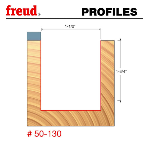Diagram showing dimensions for Top Bearing Flush Trim Router Bit 1-1/2 Inch Diameter With 1/2 Inch Shank Built For Pro Level Edge Routing.
