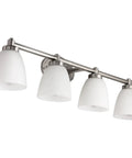 Four Light Vanity Sconce With Dope Frosted Bell Shade In Brushed Nickel Reversible Wall Fixture For Bathroom Or Powder Room