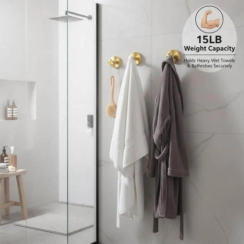 Heavy Duty Suction Cup Hooks For Shower Stainless Steel No Drill Mounts With Strong Vacuum Grip holding towels in a bathroom