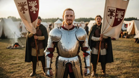 Epic Medieval Warrior Breastplate Armor Fitted Metallic Chest Plate One Size Rustic Vintage Home Decor Gift in reenactment scene