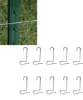 Efficient Ranch Fence Repair Tool Set, 10-Piece Steel Wire Tensirs For Durable Barbed Wire Fences, shown installed and side view.