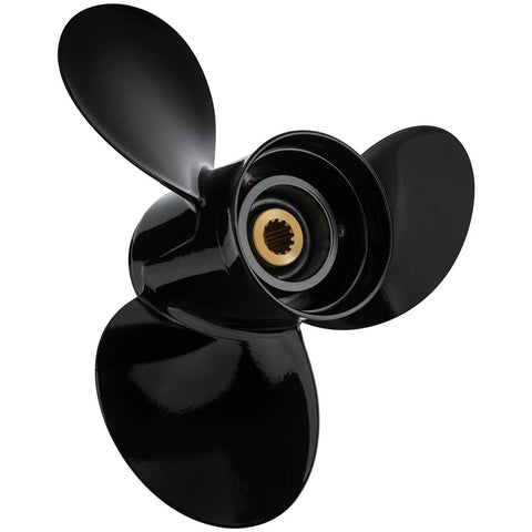 Suzuki 13 Spline 13.75 X 15 Right Hand 3 Blade Outboard Propeller Upgrade For DF60 DF70 DT75 DT85 DT90 DT100 DF115 DT140 Engines OEM 58100-94500-019 Aluminum Forged And Precision Machined For Beefed Up Performance, black aluminum 3-blade with 13-spline
