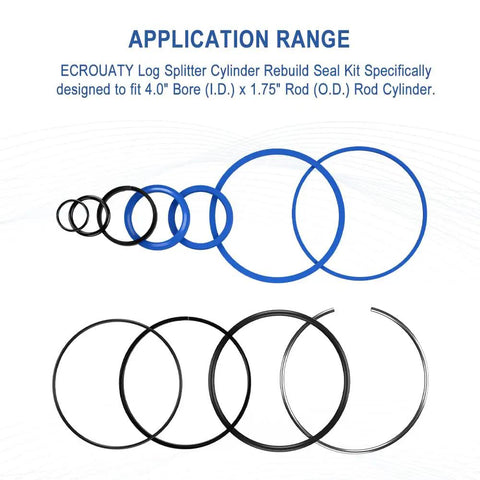 Beefed Up Hydraulic Log Splitter Cylinder Rebuild Seal Kit For 4.0 Bore X 1.75 Rod Fits Huskee Splitters Pack Of 11 Seals