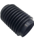 Side view of black rubber exhaust bellows with accordion ribbing