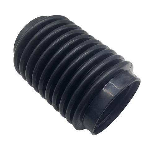 Side view of black rubber exhaust bellows with accordion ribbing
