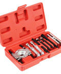 Heavy Duty 9 Piece Bearing Separator And Puller Set Comes With Red Case For Car Truck Motorcycle Mechanics On The Job Handles Various Sizes Easily For Home DIYers Who Need Gear To Fix Engines Smoothly Without Worry Works Flawlessly Every Time You Try, red case open with steel bearing puller parts