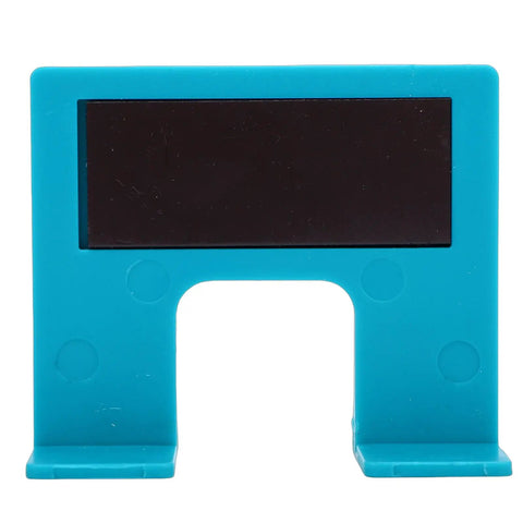 Front view of blue magnetic hinge plate from 2 Piece Cabinet Door Hinge Jig Set For Precise Mounting And Fast Door Installation