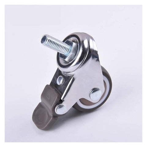Close-up of a swivel caster with threaded stem for 4 Pack Stem Threaded Caster Wheels for Office Chairs and Heavy Duty Furniture.