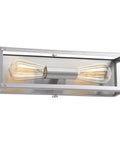 Union Square Bath And Vanity Light In Gray, Modern Bathroom Fixture For Mirror And Vanity with clear glass panels and metal finish.
