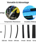 130 Pcs Dual Wall Adhesive Heat Shrink Tubing Kit With 6 Sizes 1/2 3/8 1/4 3/16 1/8 3/32 Inch Marine Wire Sleeve Tube Assortment advantage