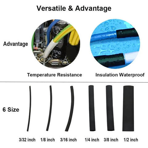 130 Pcs Dual Wall Adhesive Heat Shrink Tubing Kit With 6 Sizes 1/2 3/8 1/4 3/16 1/8 3/32 Inch Marine Wire Sleeve Tube Assortment advantage