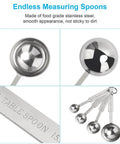 5 Piece Measuring Spoons Set With 1/8 Tsp 1/4 Tsp 1/2 Tsp 1 Tsp And 1 Tbsp Stainless Steel Food Grade Kitchen Spoons
