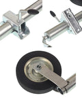 Heavy Duty Swivel Boat Trailer Jack Wheel - Foldable Lift Stand With Rustproof Galvanized Finish, 330 Lb Capacity close-up of wheel and clamp
