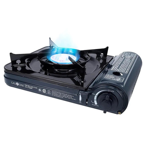 Portable 10,000 BTU Butane Gas Stove with Carrying Case CSA Certified Piezo Ignition with Safety Lock and Auto Shutoff
