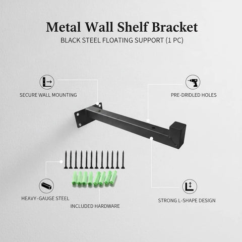 Multipurpose Black Steel Shelf Brackets For Garage, Kitchen And Workshop with hardware included