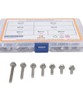 70 Piece M5 Stainless Steel Bolts Kit With 7 Lengths 10 12 16 20 25 30 40 Millimeters Hex Socket Head Cap Flange Fasteners For Home Appliance Repair And Workshop Projects. 70-piece M5 stainless steel bolt kit in storage case