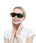 Person wearing 800-1100 Nanometer Laser Safety Goggles With OD 5 Plus Protection Across 800-1100 Nanometer And OD 7 Plus For 1000-1090 Nanometer