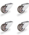 1-1/2 Inch Rigid Caster Wheels Set Of 4 With Stainless Steel No Sag Design And Quiet Rubber Casters, 48 lb per wheel