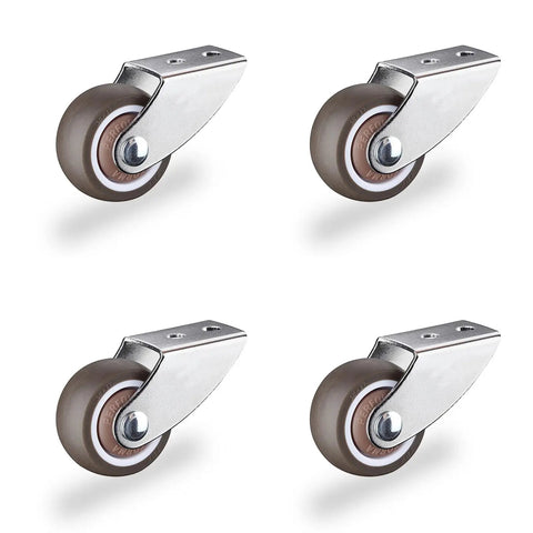 1-1/2 Inch Rigid Caster Wheels Set Of 4 With Stainless Steel No Sag Design And Quiet Rubber Casters, 48 lb per wheel