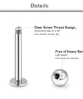 16G Lip Labret Monroe Medusa Ashley Nose Ring Set In 316L Surgical Steel Silver For Women Men, screw-thread labret close-up