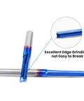 HQMaster two blue-coated 1/8-in shank straight router bits, 2-flute end mills for wood MDF PVC