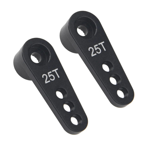 Beefy Metal 25T Servo Horn 25 Teeth Steering Arm for RC cars, aluminum CNC machined, black, top view