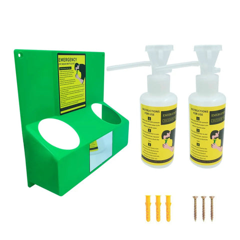 Portable Emergency Eye Wash Station Kit With Wall Mount OSHA Approved Includes Mirror And Emergency Sign Two 16.09 Ounces Bottles