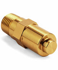 Brass thermal relief valve with male threaded ends and central hex nut
