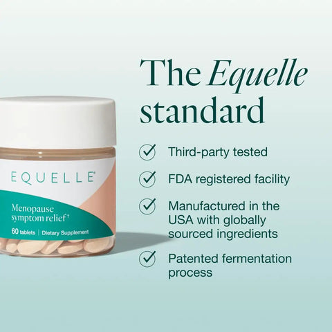 Hormone-Free Plant Based S-Equol Menopause Relief Supplement That Eases Hot Flashes, Relieves Muscle Aches, Bottle of 60 Tablets