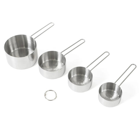 Stainless Steel Measuring Cup Set Four Piece For Baking And Cooking Durable And Accurate Kitchen Tools For Everyday Prep And Precise Measuring