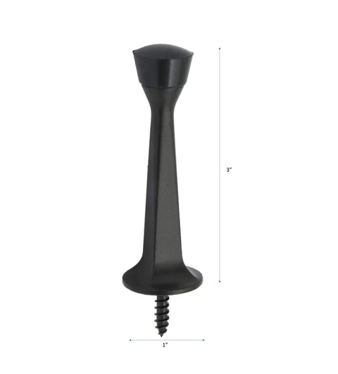Rubber Tip Heavy Duty Solid Door Stop 3 Inch Zinc Die Cast Matte Black Set Of 2 With Mounting Hardware Protect Walls And Quick Easy Installation