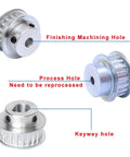 Rock Solid Aluminum XL Timing Pulley Featuring 20 Dope Teeth And Five Point Zero Eight Mm Pitch with machining and keyway holes.