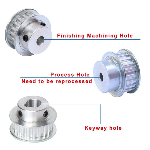 Rock Solid Aluminum XL Timing Pulley Featuring 20 Dope Teeth And Five Point Zero Eight Mm Pitch with machining and keyway holes.