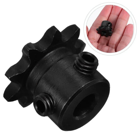 Close-up of Cool 9 Tooth Single Strand Carbon Steel Sprocket Gear for Industrial Power Transmission. Tough design visible.