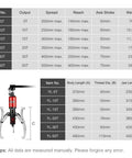 Specifications chart for 5 to 50 ton wheel bearing separator and heavy duty hydraulic gear puller for vehicle maintenance