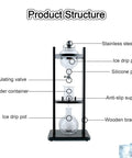 Top Shelf Cold Brew Coffee Maker With Adjustable Flow Valve And Thick Borosilicate Glass crafts eight cups, showcasing product structure.